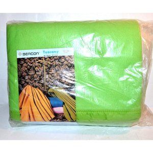 Vtg Beacon Blanket Full Twin Neon green New Sealed NOS Nylon trim Tuscany